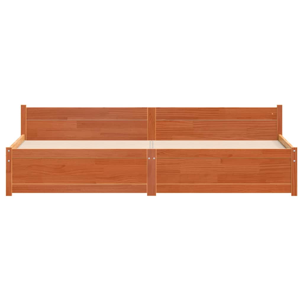 Bettrahmen Wachsbraun 205.5 x 95.5 x 51 cm Massives Kiefernholz