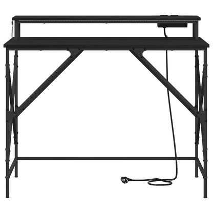 Schreibtisch mit Regal Schwarz Eichen-Optik 100 x 50 x 86.5 cm