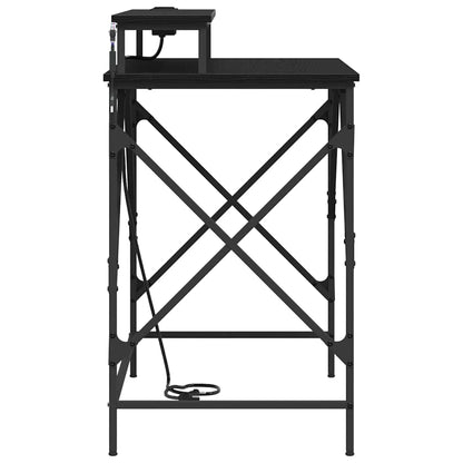 Schreibtisch mit Regal Schwarz Eichen-Optik 100 x 50 x 86.5 cm