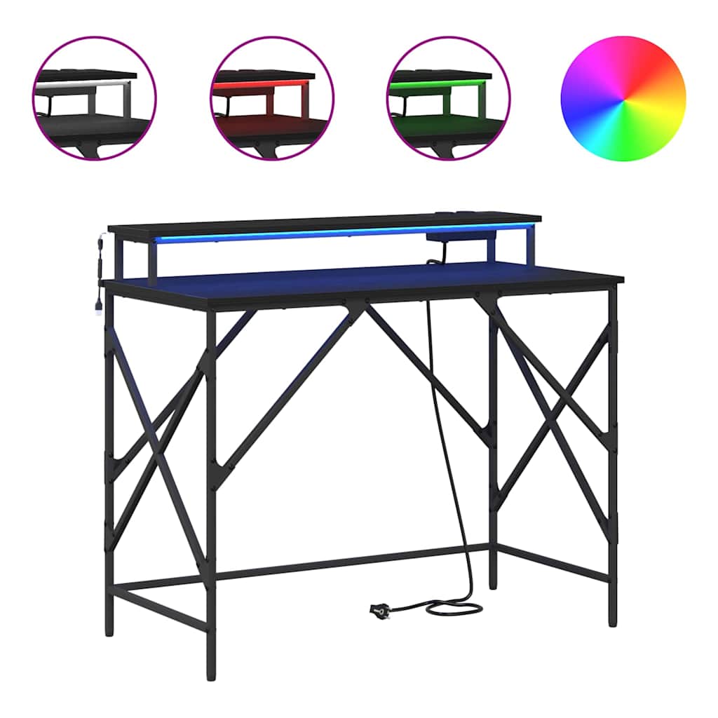 Schreibtisch mit Regal Schwarz Eichen-Optik 100 x 50 x 86.5 cm