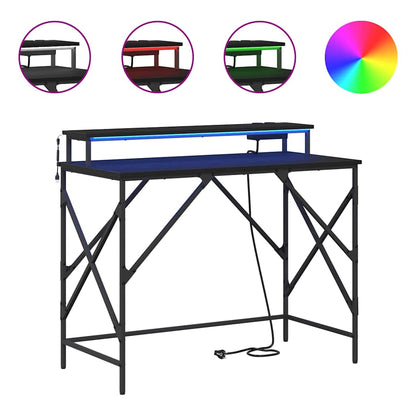 Schreibtisch mit Regal Schwarz Eichen-Optik 100 x 50 x 86.5 cm