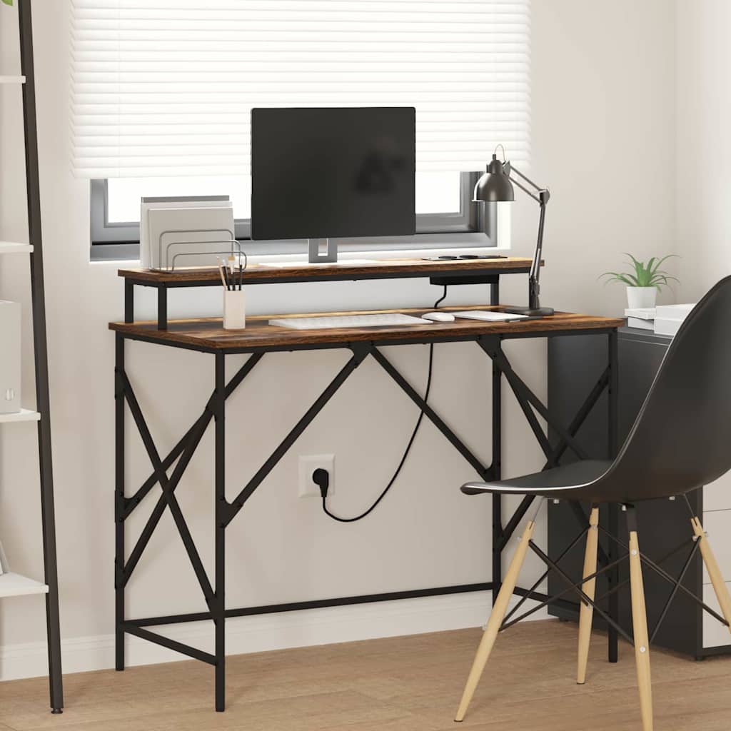 Schreibtisch Räuchereiche 100 x 50 x 86.5 cm Holzwerkstoff