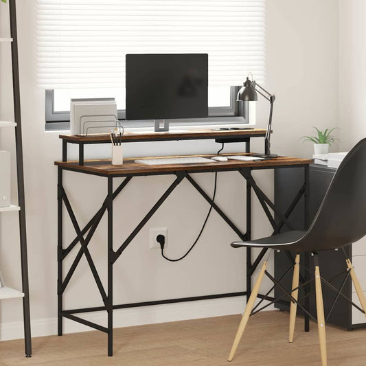 Schreibtisch Räuchereiche 100 x 50 x 86.5 cm Holzwerkstoff