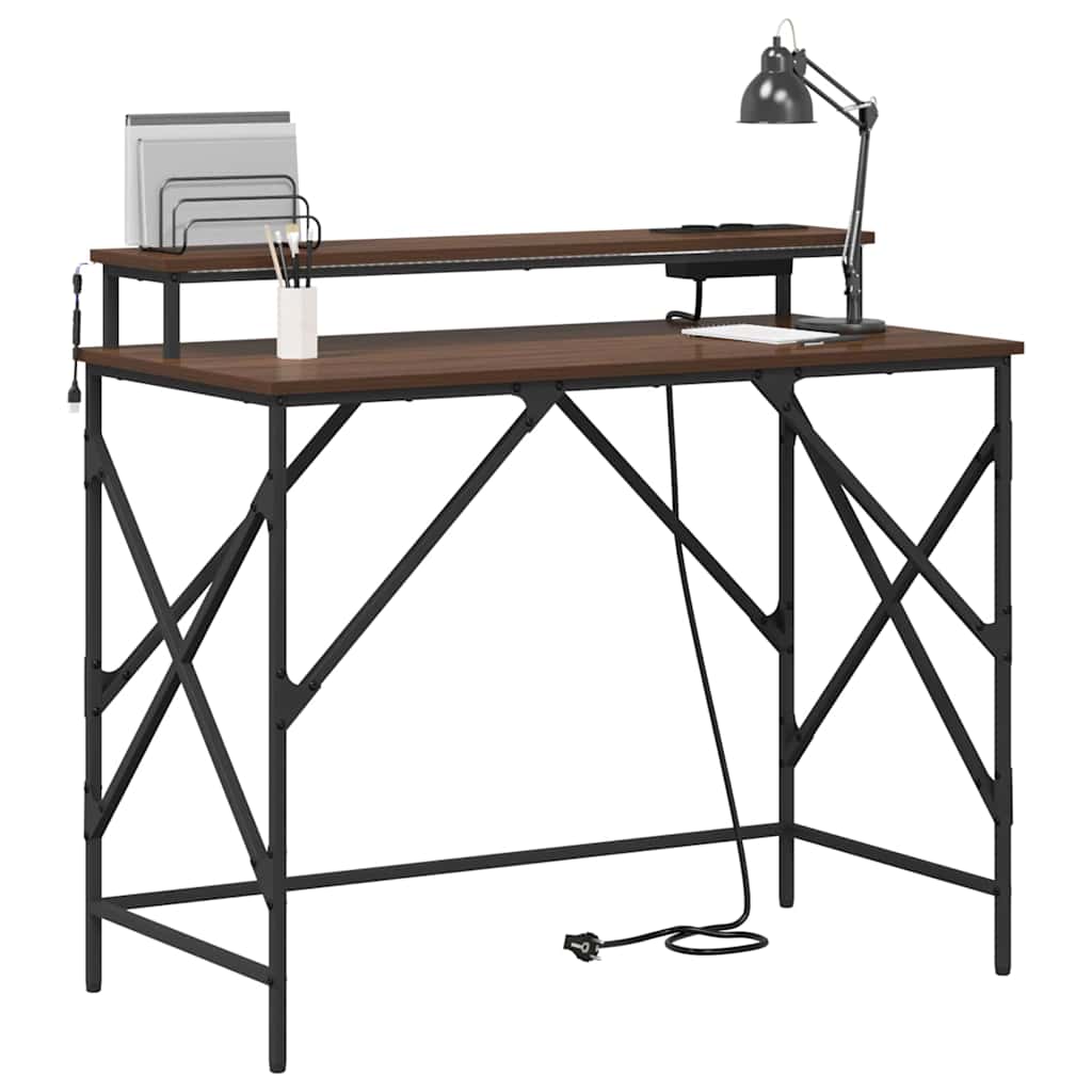 Schreibtisch mit Regal Braun Eichen-Optik 100 x 50 x 86.5 cm