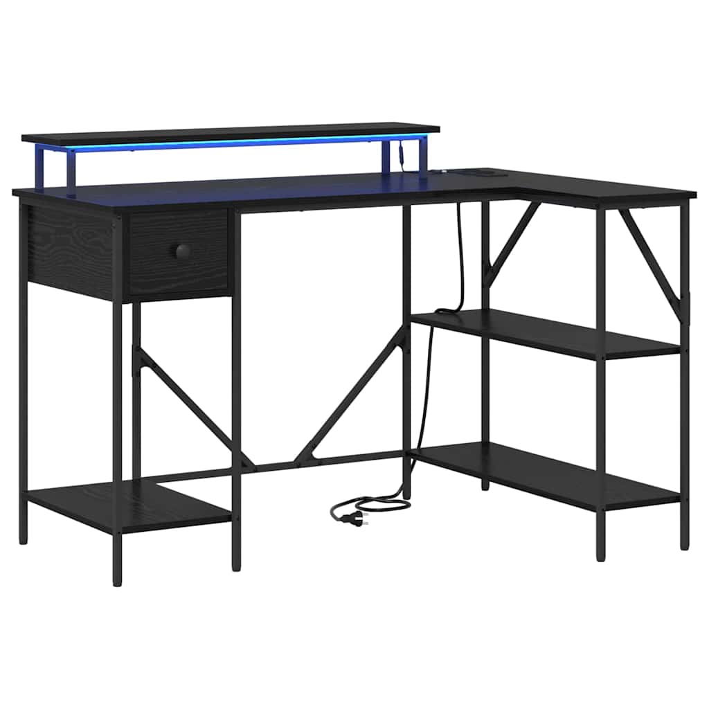 Schreibtisch mit Regal Schwarz Eichen-Optik 120 x 79 x 86.5 cm