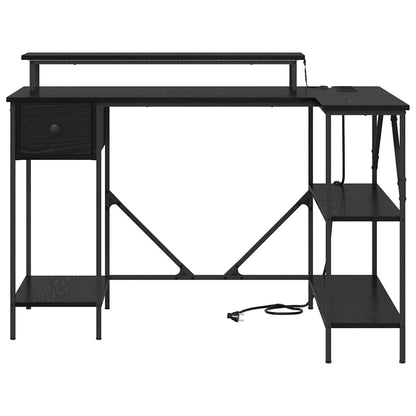 Schreibtisch mit Regal Schwarz Eichen-Optik 120 x 79 x 86.5 cm