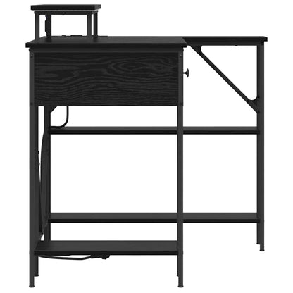 Schreibtisch mit Regal Schwarz Eichen-Optik 120 x 79 x 86.5 cm