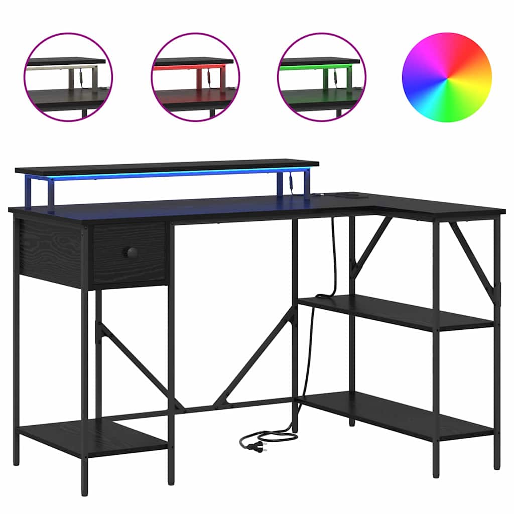 Schreibtisch mit Regal Schwarz Eichen-Optik 120 x 79 x 86.5 cm