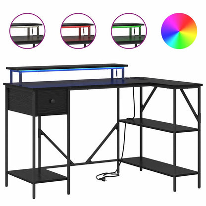 Schreibtisch mit Regal Schwarz Eichen-Optik 120 x 79 x 86.5 cm