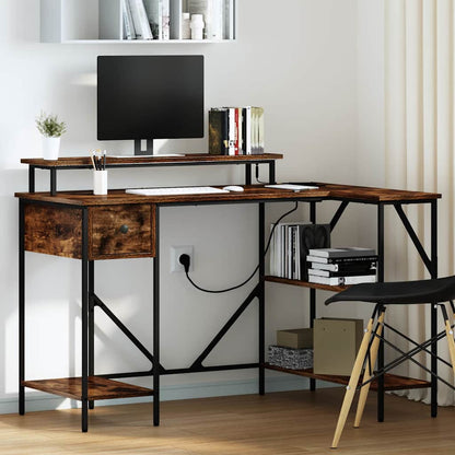 Schreibtisch Räuchereiche 120 x 79 x 86.5 cm Holzwerkstoff