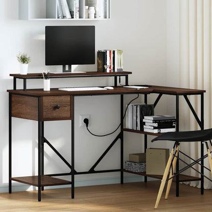 Schreibtisch mit Regal Braun Eichen-Optik 120 x 79 x 86.5 cm