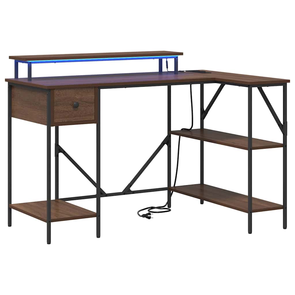 Schreibtisch mit Regal Braun Eichen-Optik 120 x 79 x 86.5 cm