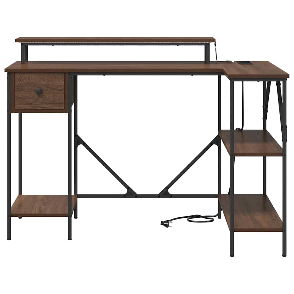Schreibtisch mit Regal Braun Eichen-Optik 120 x 79 x 86.5 cm
