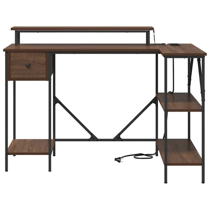 Schreibtisch mit Regal Braun Eichen-Optik 120 x 79 x 86.5 cm