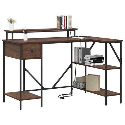 Schreibtisch mit Regal Braun Eichen-Optik 120 x 79 x 86.5 cm