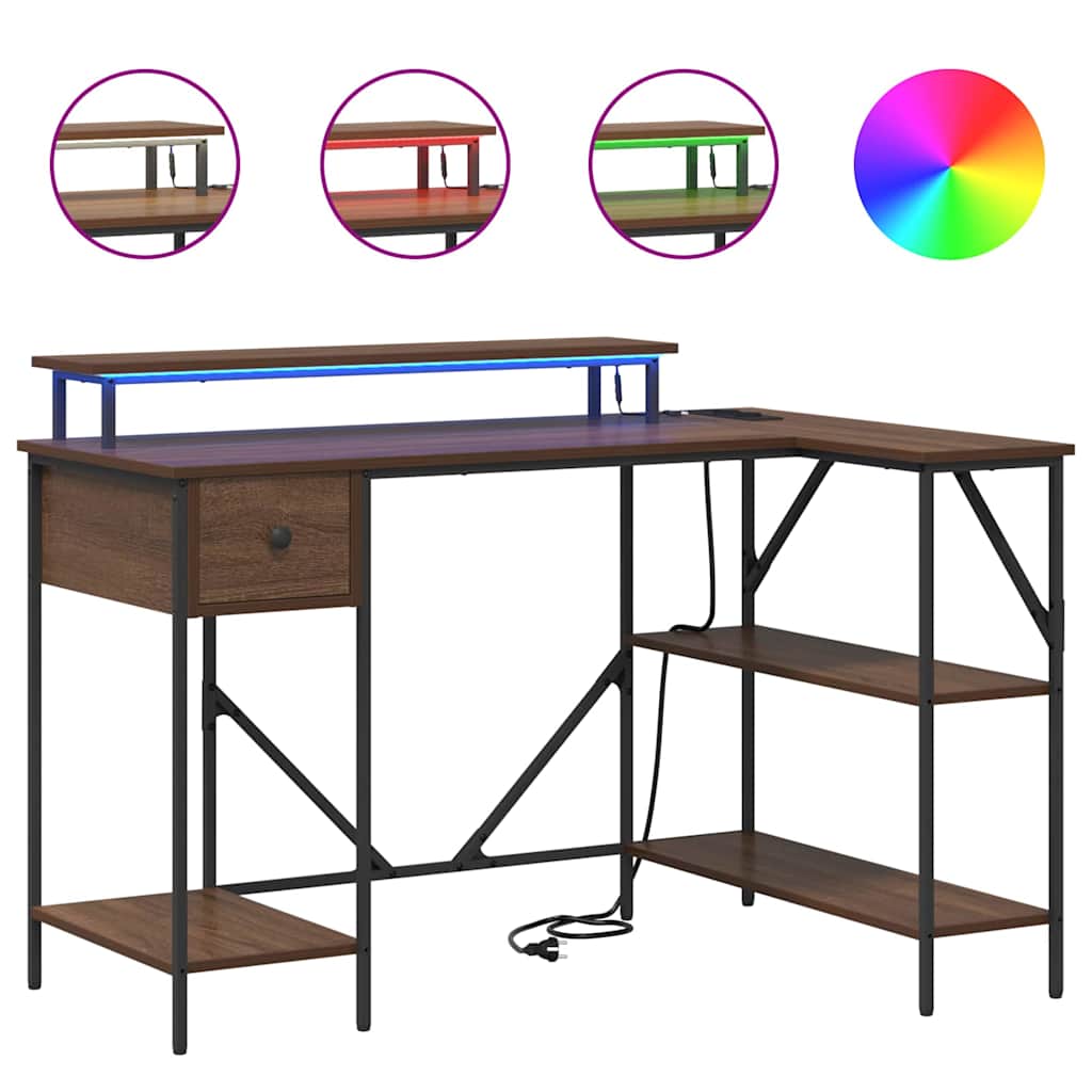 Schreibtisch mit Regal Braun Eichen-Optik 120 x 79 x 86.5 cm