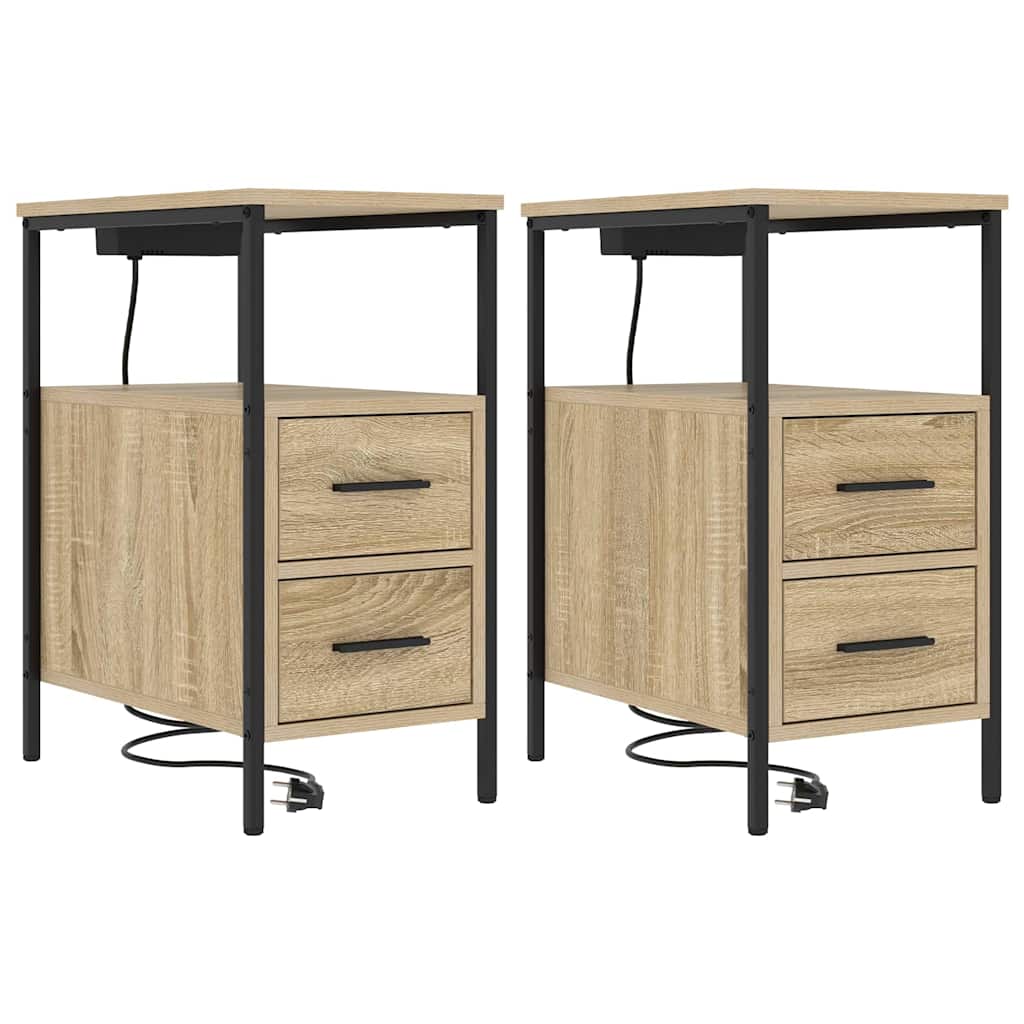 Nachttisch 2 pcs Sonoma-Eiche 30 x 48 x 61 cm Holzwerkstoff