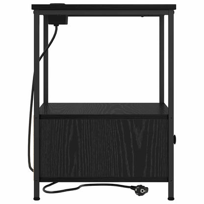 Nachttisch mit Ladestation Schwarz Eichen-Optik Holzwerkstoff