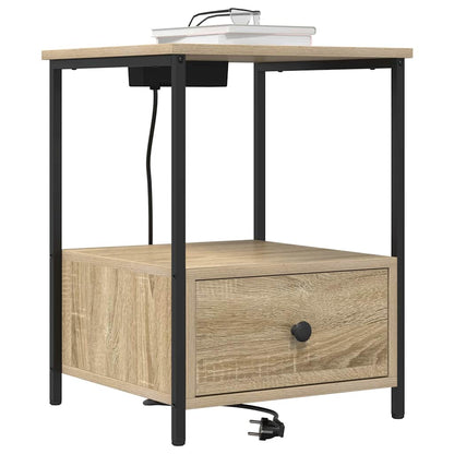 Nachttisch mit Ladestation Sonoma-Eiche Holzwerkstoff