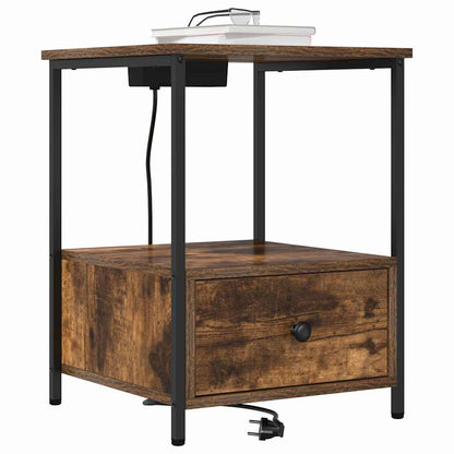 Nachttisch mit Ladestation Räuchereiche Holzwerkstoff