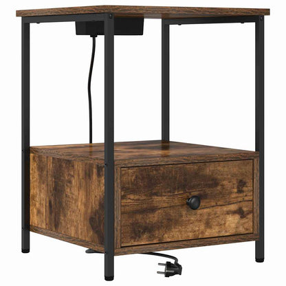 Nachttisch mit Ladestation Räuchereiche Holzwerkstoff