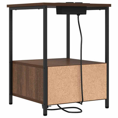 Nachttisch mit Ladestation Braun Eichen-Optik Holzwerkstoff