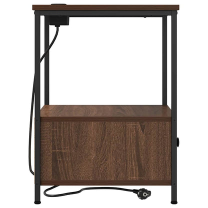 Nachttisch mit Ladestation Braun Eichen-Optik Holzwerkstoff