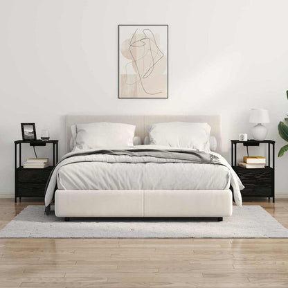 Nachttisch mit Ladestation Schwarz Eichen-Optik Holzwerkstoff