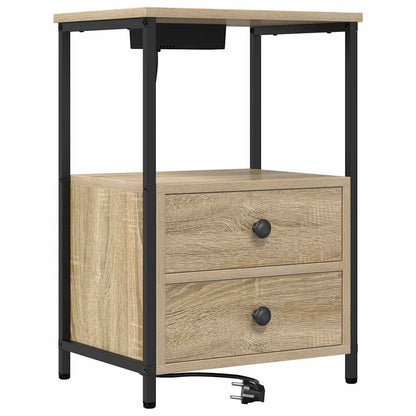 Nachttisch mit Ladestation Sonoma-Eiche Holzwerkstoff