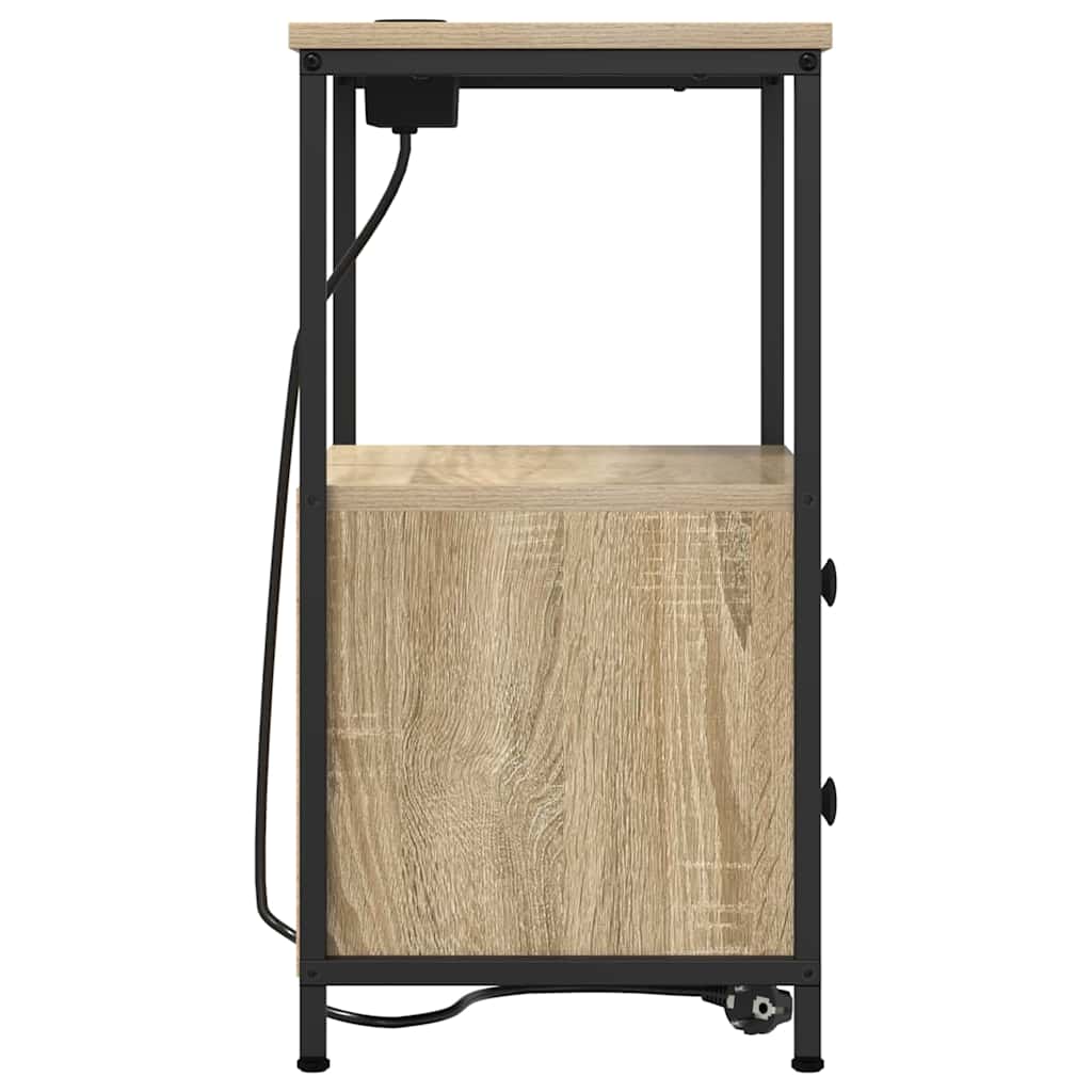 Nachttisch mit Ladestation Sonoma-Eiche Holzwerkstoff