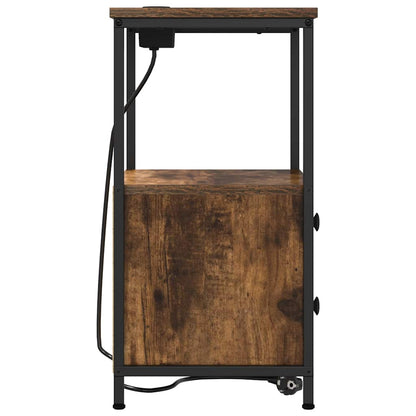 Nachttisch mit Ladestation Räuchereiche Holzwerkstoff