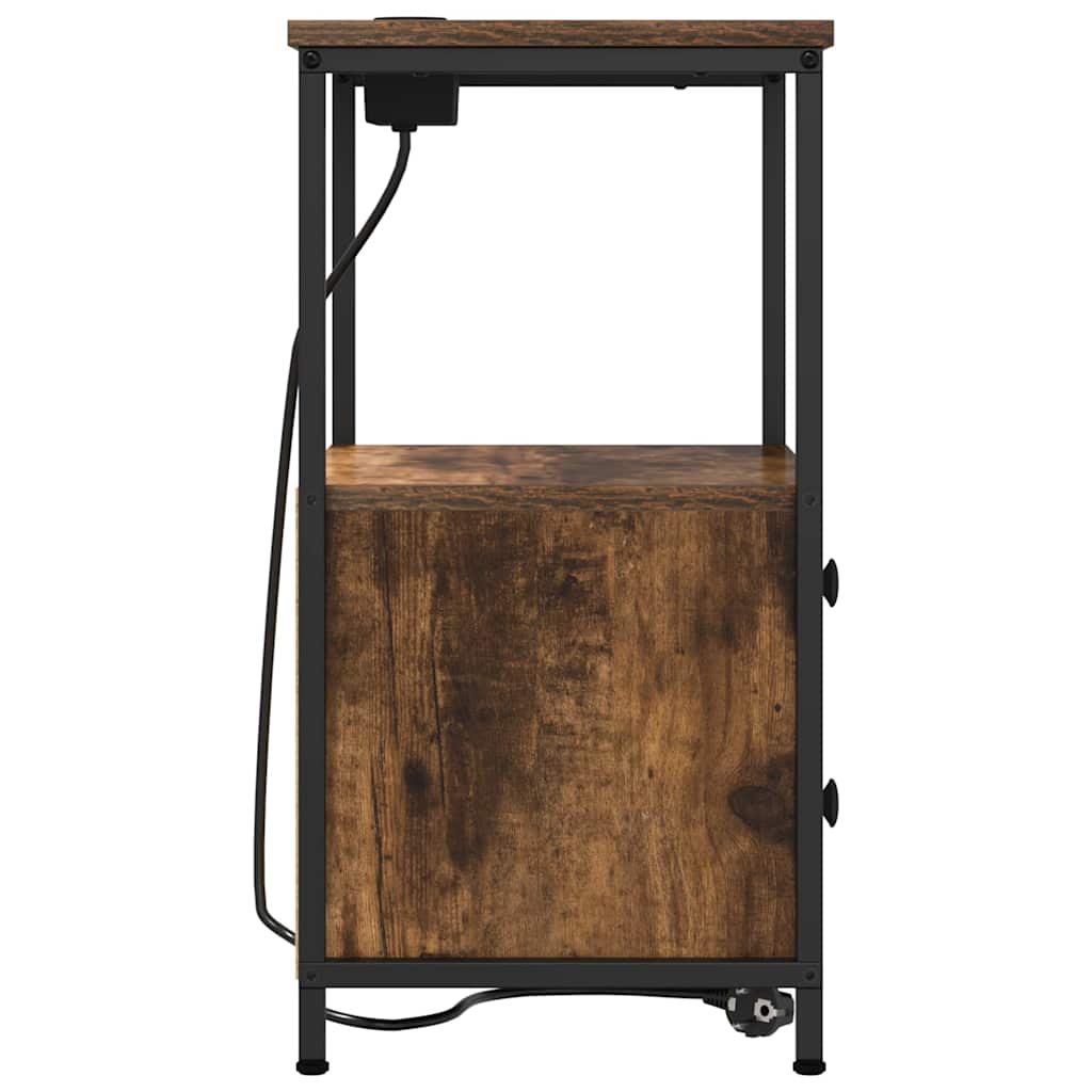 Nachttisch mit Ladestation Räuchereiche Holzwerkstoff