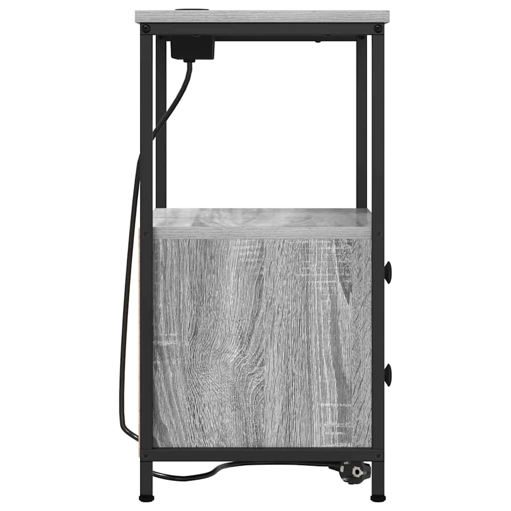 Nachttisch mit Ladestation Grau Sonoma Holzwerkstoff