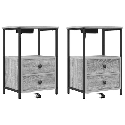 Nachttisch mit Ladestation Grau Sonoma Holzwerkstoff