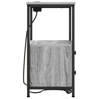 Nachttisch mit Ladestation Grau Sonoma Holzwerkstoff