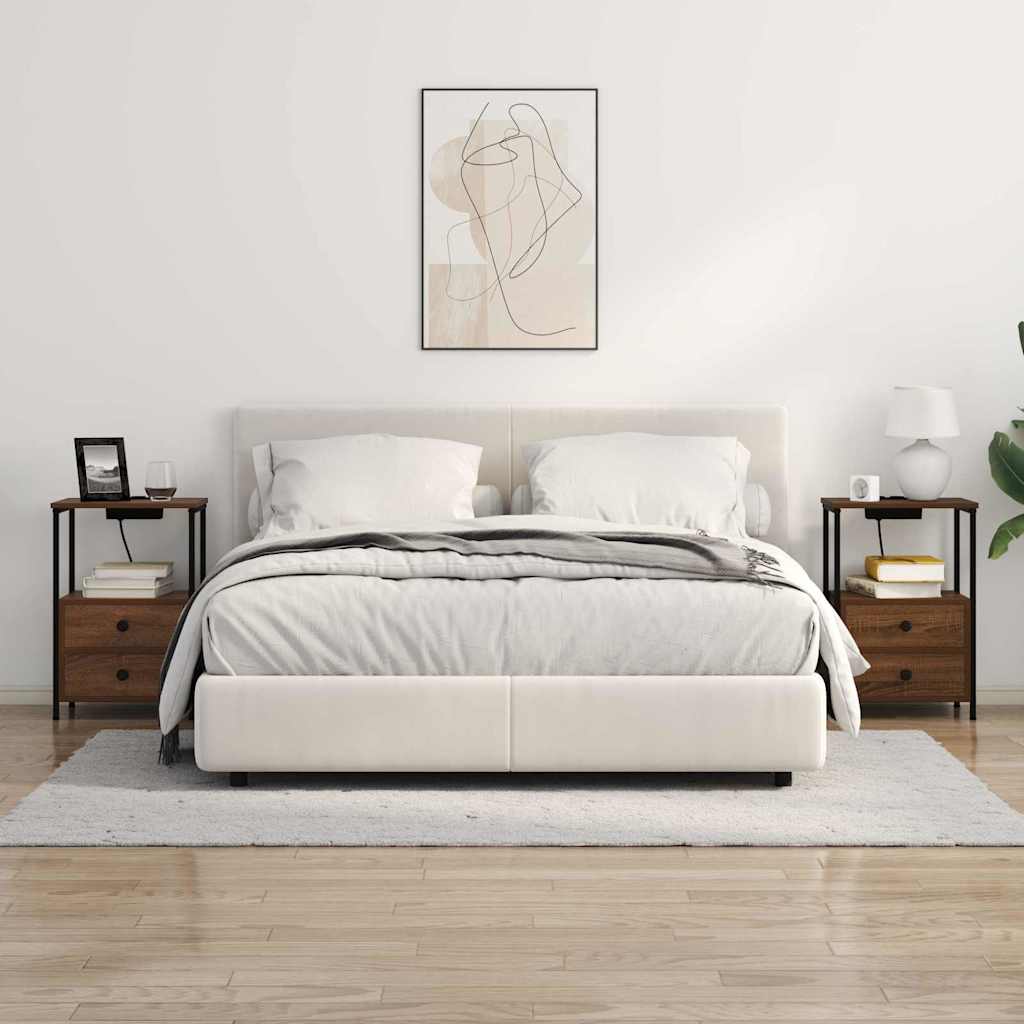 Nachttisch mit Ladestation Braun Eichen-Optik Holzwerkstoff