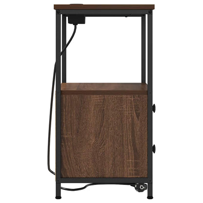 Nachttisch mit Ladestation Braun Eichen-Optik Holzwerkstoff