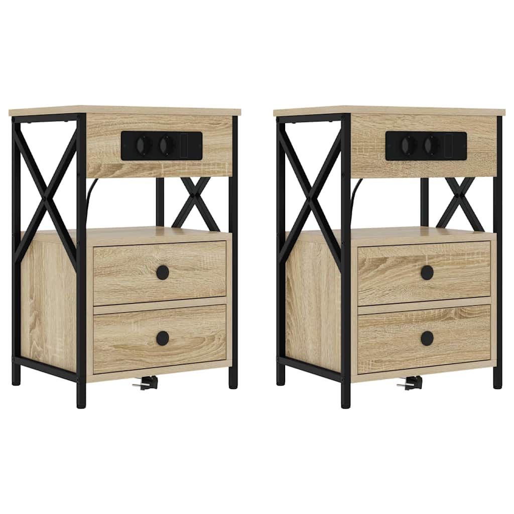 Nachttisch mit Ladestation 2 pcs Sonoma Eiche 40 x 31 x 60 cm