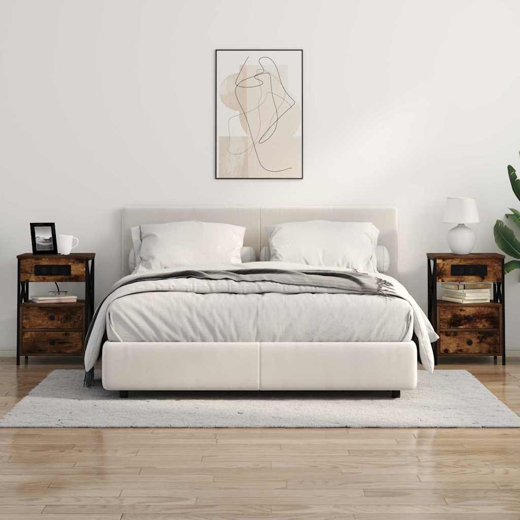 Nachttisch mit Ladestation 2 pcs Geräucherte Eiche