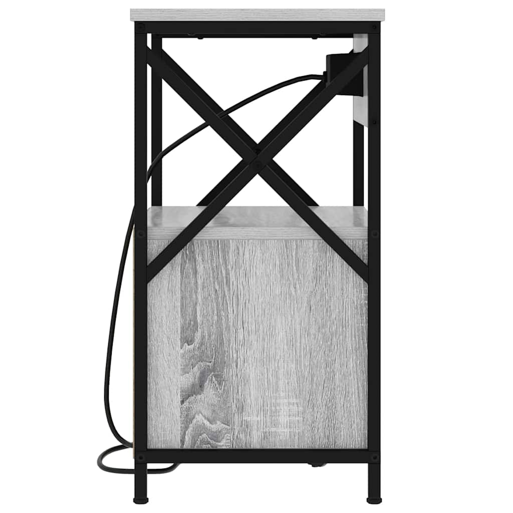 Nachttisch mit Ladestation Grau Sonoma 40 x 31 x 60 cm