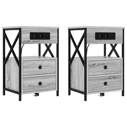 Nachttisch mit Ladestation 2 pcs Grau Sonoma 40 x 31 x 60 cm