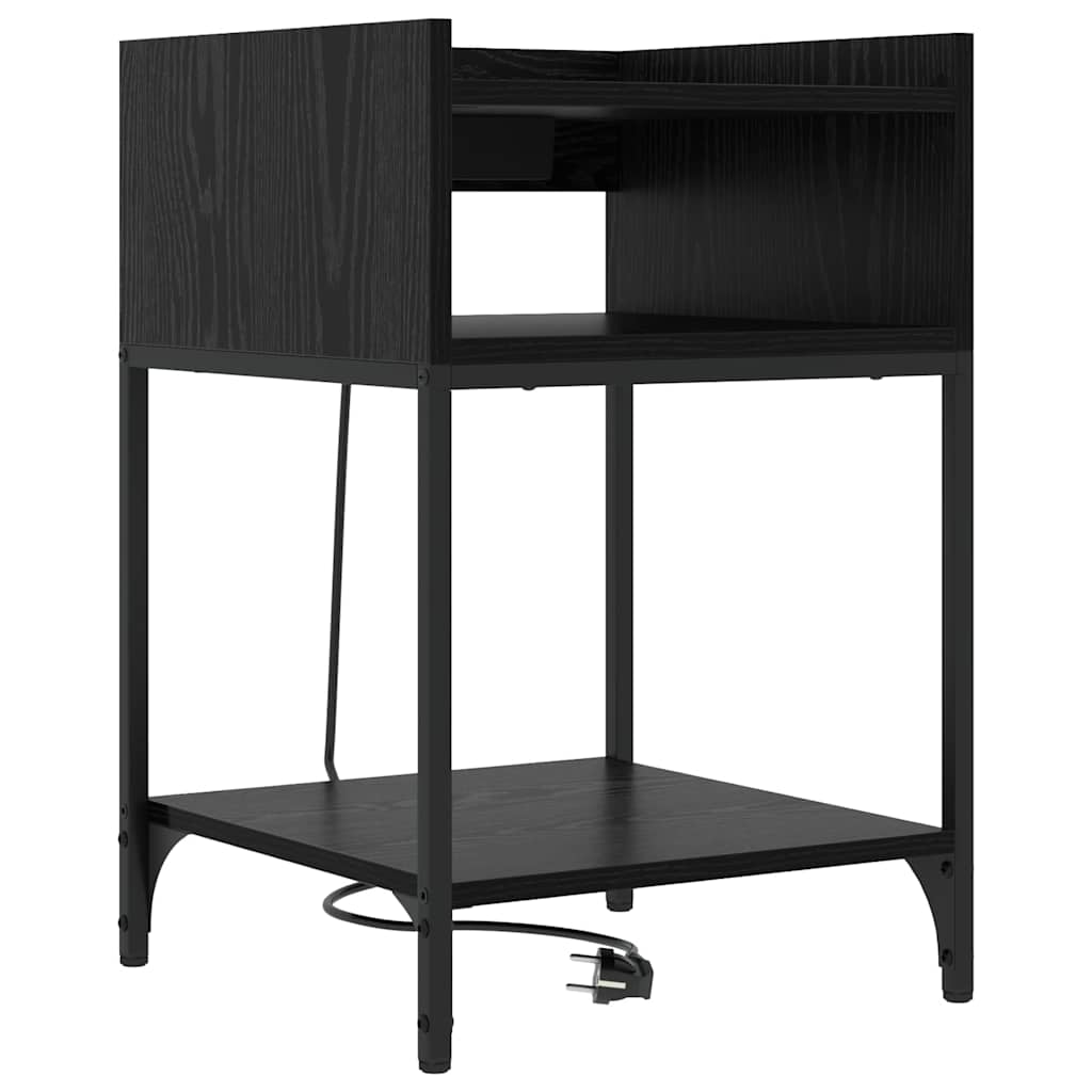 Nachttisch mit Regal 2 pcs Schwarz Eichen-Optik 40 x 40 x 61 cm