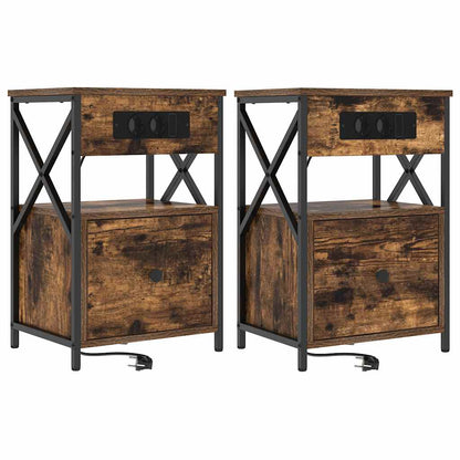 Nachttisch 2 pcs Räuchereiche 40 x 31 x 60 cm Holzwerkstoff