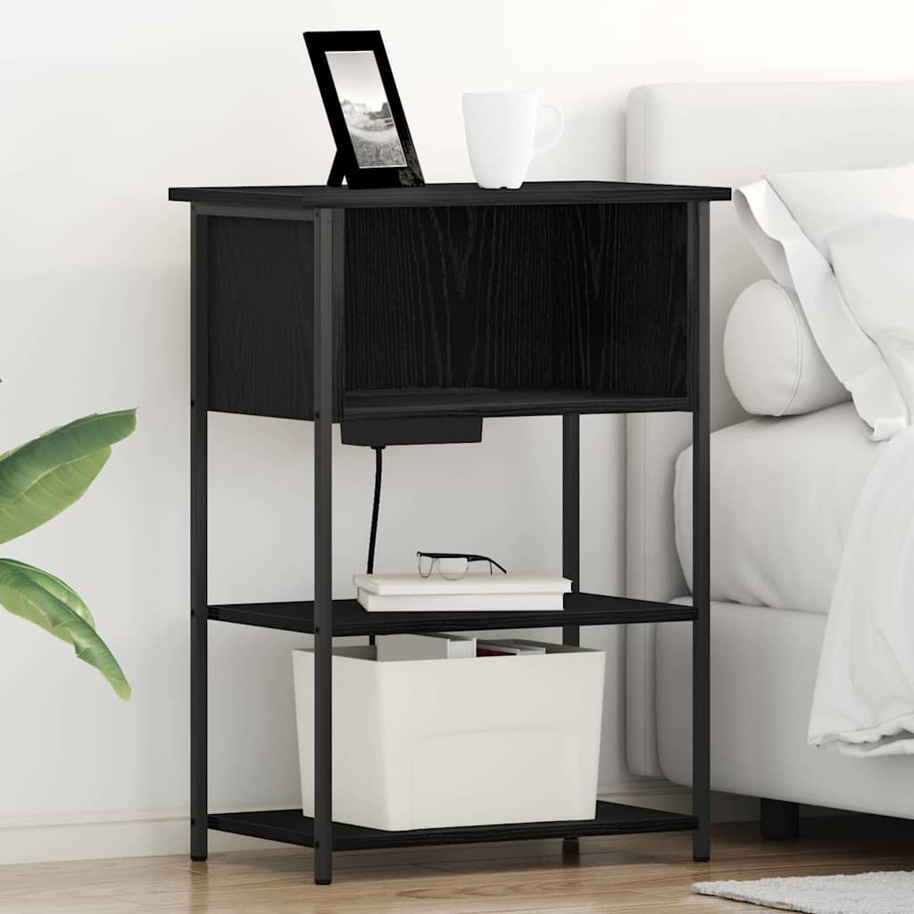 Nachttisch Schwarz Eichen-Optik 55 x 31 x 76 cm Holzwerkstoff