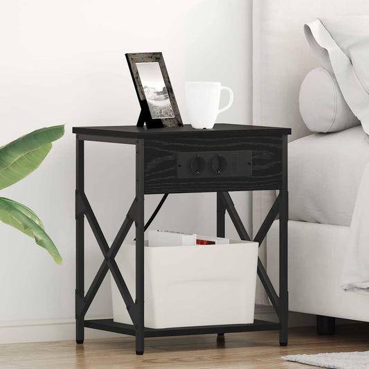 Nachttisch mit Ladestation Schwarze Eiche 41 x 31 x 51 cm