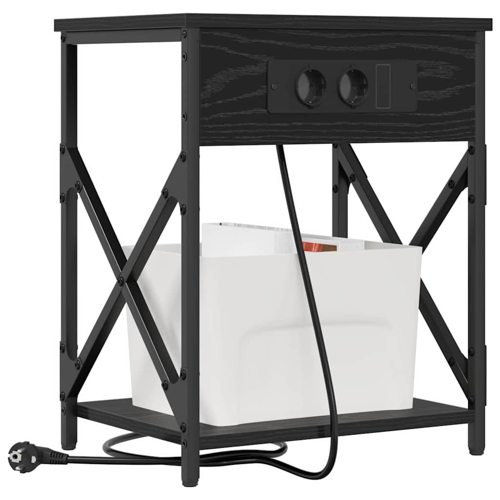 Nachttisch mit Ladestation Schwarze Eiche 41 x 31 x 51 cm