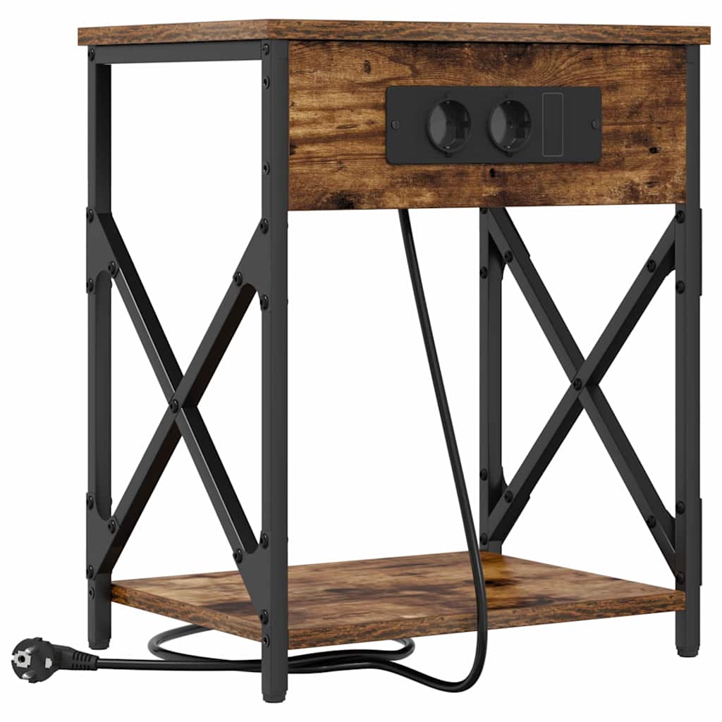 Nachttisch mit Ladestation 2 pcs Räuchereiche 41 x 31 x 51 cm