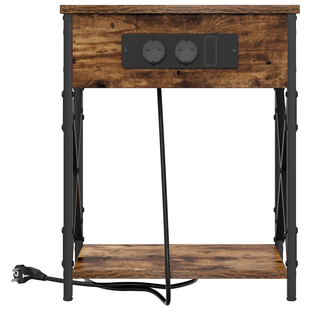 Nachttisch mit Ladestation 2 pcs Räuchereiche 41 x 31 x 51 cm