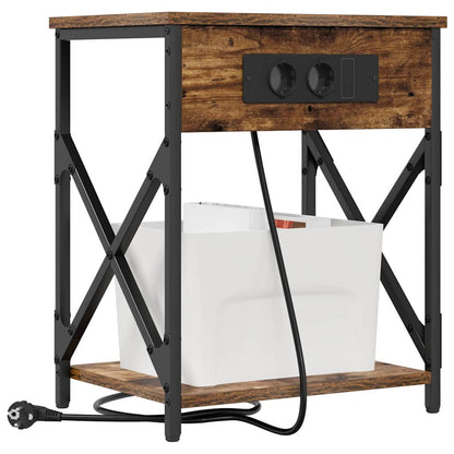 Nachttisch mit Ladestation 2 pcs Räuchereiche 41 x 31 x 51 cm