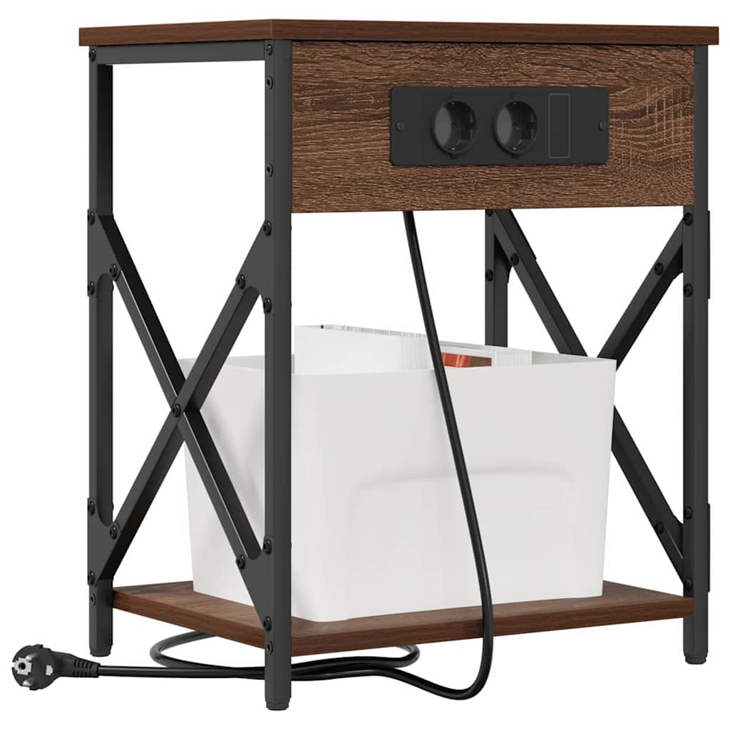 Nachttisch mit Ladestation Braune Eiche 41 x 31 x 51 cm